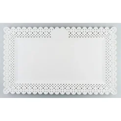 SET 2PZ VASSOIO TRAMA TRINATO BIANCO 36X17CM RETTANGOLARE PIATTO SOTTO DOLCI TRASPORTO