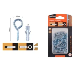 SET 11PZ VITE A OCCHIELLO CHIUSO 16X35MM + TASSELLI CON ALETTE TASSELLO M6 90726