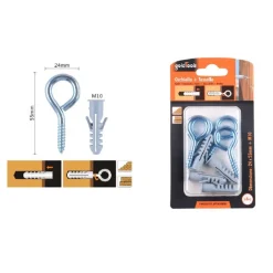 SET 4PZ VITE A OCCHIELLO CHIUSO 24X55MM + TASSELLI CON ALETTE TASSELLO M10 90728