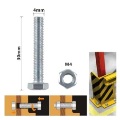SET 13PZ VITE VITI PER ESTERNO A TESTA ESAGONALI 4 X 30MM CON DADI DADO M4 90906
