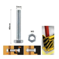 SET 8PZ VITE VITI PER ESTERNO A TESTA ESAGONALI 5 X 40 MM CON DADI DADO M5 90912