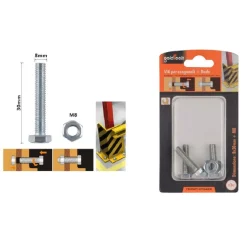 SET 3PZ VITE VITI PER ESTERNO A TESTA ESAGONALI 8 X 30 MM CON DADI DADO M8 90920