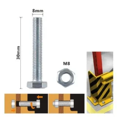 SET 3PZ VITE VITI PER ESTERNO A TESTA ESAGONALI 8 X 30 MM CON DADI DADO M8 90920
