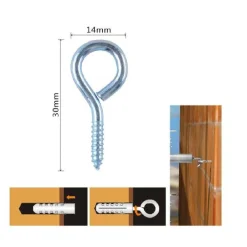 SET 16PZ VITI VITE A OCCHIELLO GANCIO CHIUSO 14X30MM FILETTATURA PER LEGNO 90719