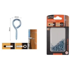 SET 41PZ VITI VITE A OCCHIELLO GANCIO CHIUSO 10X20MM FILETTATURA PER LEGNO 90723