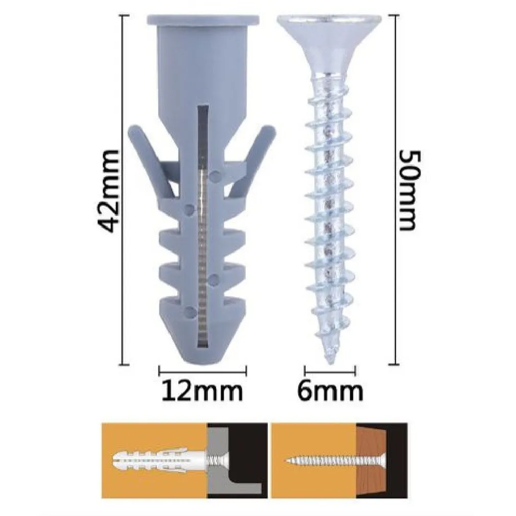 SET 4PZ VITI VITE CROCE 6X50 MM + TASSELLI CON ALETTE TASSELLO M12 FISCHER 57573