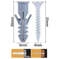SET 15PZ VITI VITE CROCE 4X35 MM + TASSELLI CON ALETTE TASSELLO M6 FISCHER 57562
