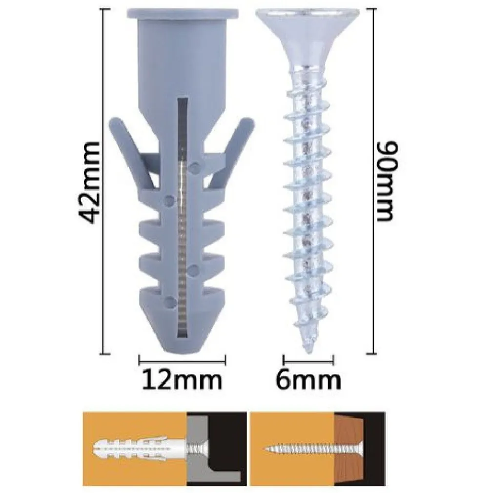 SET 3PZ VITI VITE CROCE 6X90 MM + TASSELLI CON ALETTE TASSELLO M12 FISCHER 57576