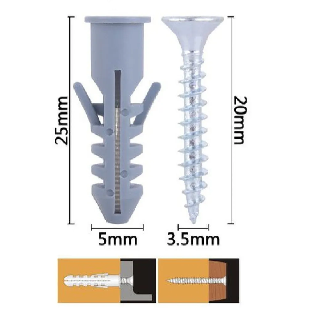 SET 28PZ VITI VITE CROCE 3.5X20MM + TASSELLI CON ALETTE TASSELLO M5 FISCHER 57557