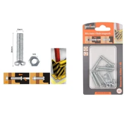 SET 8PZ VITI VITE TESTA A CROCE TONDA 6 X 30MM CON DADI DADO ESAGONALE M6 90978