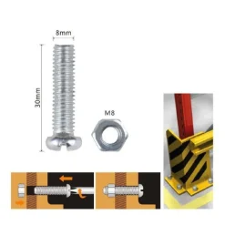 SET 4PZ VITI VITE TESTA A CROCE TONDA 8 X 30MM CON DADI DADO ESAGONALE M8 90985