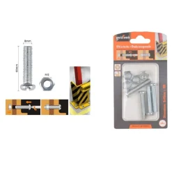 SET 4PZ VITI VITE TESTA A CROCE TONDA 8 X 40MM CON DADI DADO ESAGONALE M8 90986