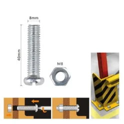 SET 4PZ VITI VITE TESTA A CROCE TONDA 8 X 40MM CON DADI DADO ESAGONALE M8 90986