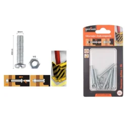 SET 6PZ VITI VITE TESTA A CROCE TONDA 6 X 40MM CON DADI DADO ESAGONALE M6 90979