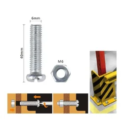SET 6PZ VITI VITE TESTA A CROCE TONDA 6 X 40MM CON DADI DADO ESAGONALE M6 90979