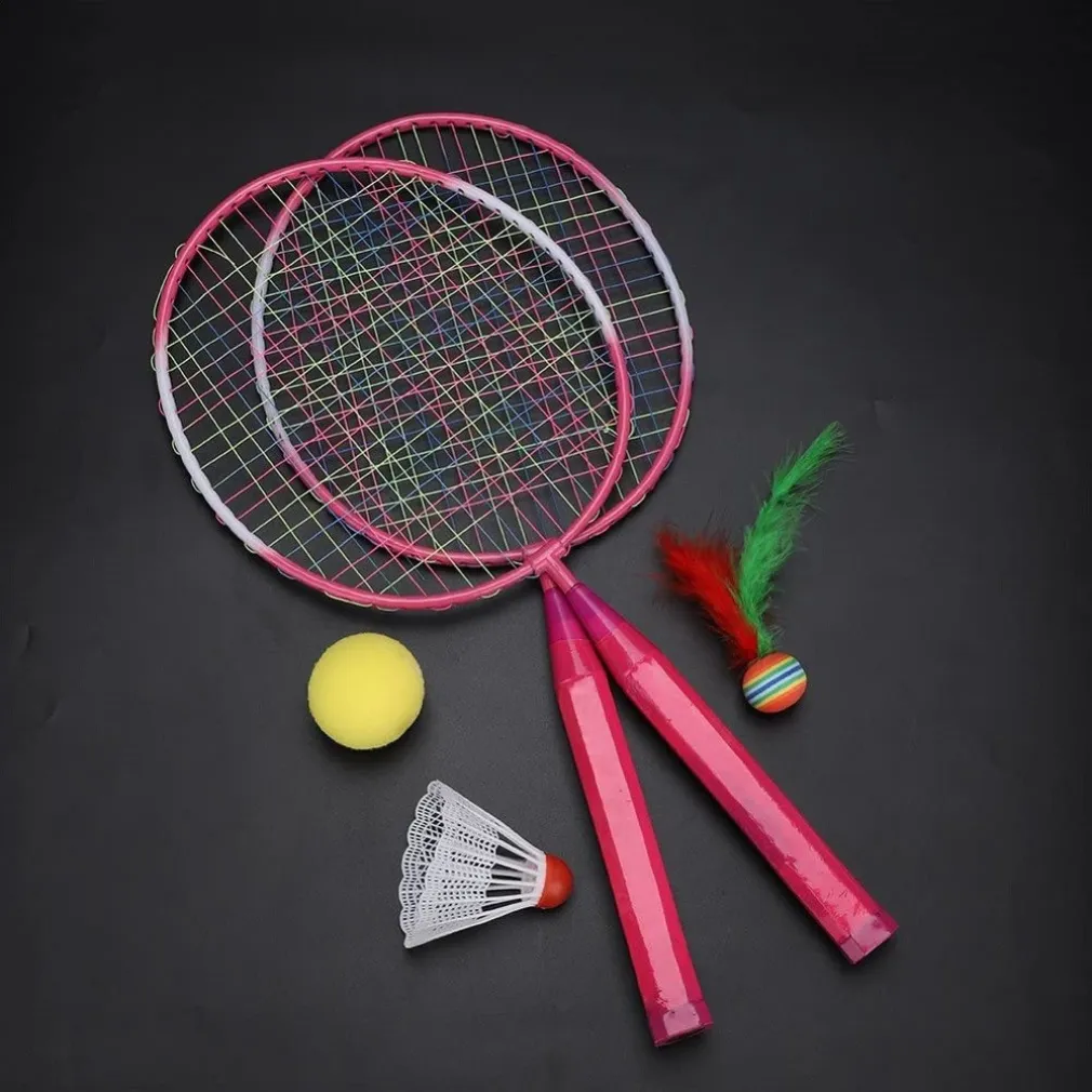 SET RACCHETTA BADMINTON PALLA LEGHE NYLON PER BAMBINI GIOCATTOLI ALL'APERTO ROSA