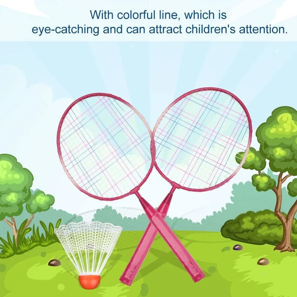 SET RACCHETTA BADMINTON PALLA LEGHE NYLON PER BAMBINI GIOCATTOLI ALL'APERTO ROSA