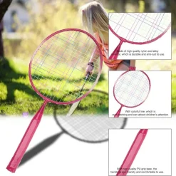 SET RACCHETTA BADMINTON PALLA LEGHE NYLON PER BAMBINI GIOCATTOLI ALL'APERTO ROSA