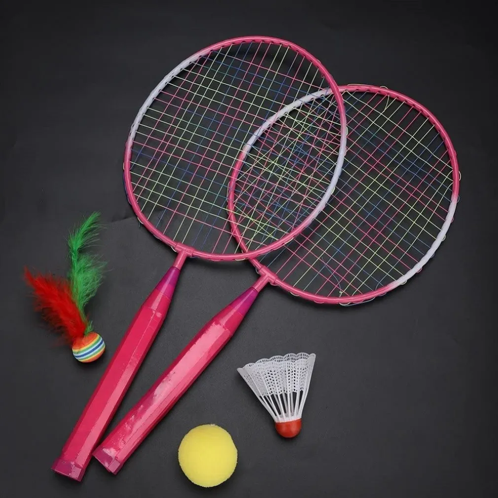 SET RACCHETTA BADMINTON PALLA LEGHE NYLON PER BAMBINI GIOCATTOLI ALL'APERTO ROSA