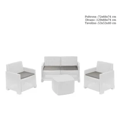 SET SALOTTO COMO EFFETTO RATTAN INTRECCIATO CON DIVANO POLTRONE TAVOLINO CONTENITORE