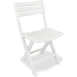 SET SALOTTO CON 2 SEDIE TAVOLO DA GIARDINO PIEGHEVOLE RESISTENTE CAMPING BIANCO 006669