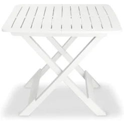 SET SALOTTO CON 2 SEDIE TAVOLO DA GIARDINO PIEGHEVOLE RESISTENTE CAMPING BIANCO 006669