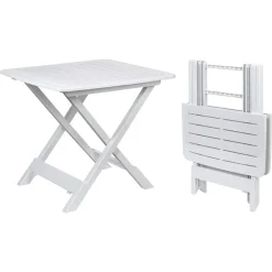 SET SALOTTO CON 2 SEDIE TAVOLO DA GIARDINO PIEGHEVOLE RESISTENTE CAMPING BIANCO 006669