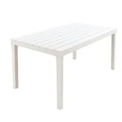 SET SALOTTO SAMOA DA 5PZ CON TAVOLO RETTANGOLARE 4 PANCHE 4 POSTI BIANCO ARREDO 090644