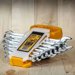 SET SERIE 8 CHIAVI CHIAVE INGLESI COMBINATE IN ACCIAIO 6 - 19 MM CON CUSTODIA