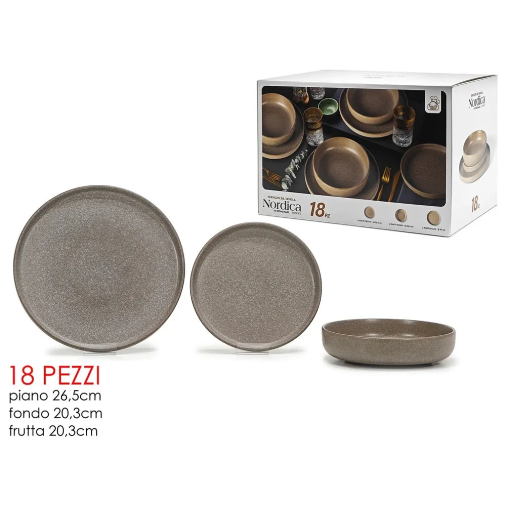SET SERVIZIO DA TAVOLA DI PIATTI IN STONEWARE 18 PEZZI DESIGN NORDICO ELEGANTE IN 2 COLORI
