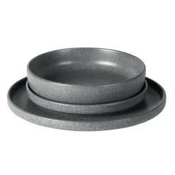 SET SERVIZIO DA TAVOLA DI PIATTI IN STONEWARE 18 PEZZI DESIGN NORDICO ELEGANTE IN 2 COLORI