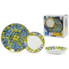 SET SERVIZIO DI PIATTI IN PORCELLANA 18PZ DECORAZIONE FLOREALI IN STILE MAIOLICA DA TAVOLA