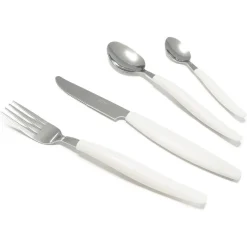 SET SERVIZIO DI POSATE 24 PZ PER 6 PERSONE IN ACCIAIO INOSSIDABILE COLORE CREMA