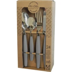 SET SERVIZIO DI POSATE 24 PZ PER 6 PERSONE IN ACCIAIO INOSSIDABILE COLORE GRIGIO