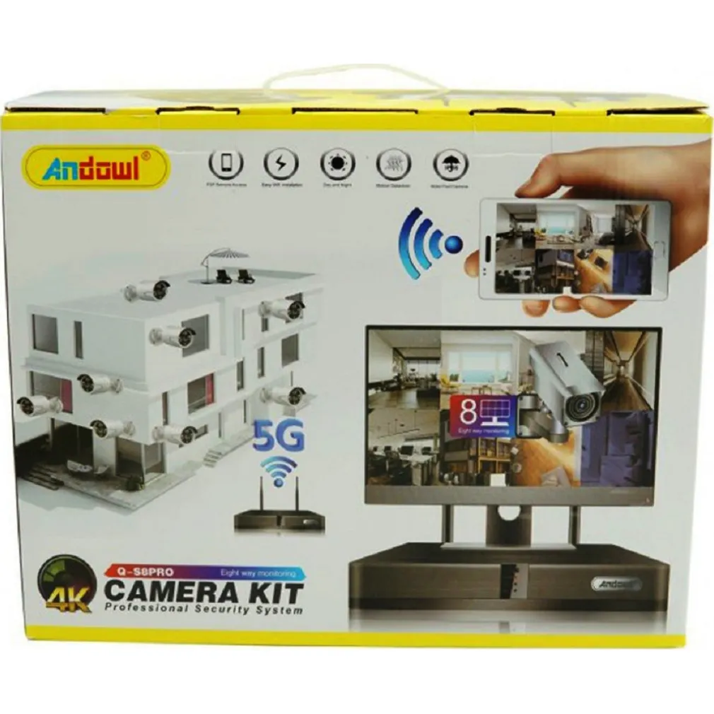 SET SISTEMA DI REGISTRAZIONE SORVEGLIANZA CCTV INTEGRATO 8 TELECAMERE 4K Q-S8PRO