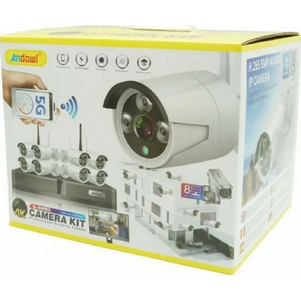 SET SISTEMA DI REGISTRAZIONE SORVEGLIANZA CCTV INTEGRATO 8 TELECAMERE 4K Q-S8PRO
