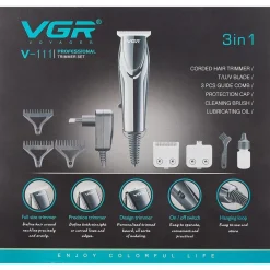 SET TAGLIACAPELLI RIFINITORE PROFESSIONALE 3IN1 RASOIO ELETTRICO CON FILO V-111