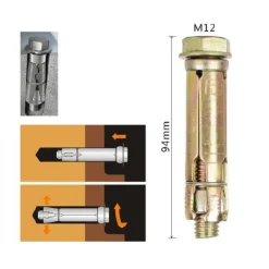 SET TASSELLO TASSELLI METALLICI BULLONE M12 X 94 MM ACCESSORI MINUTERIA 91043