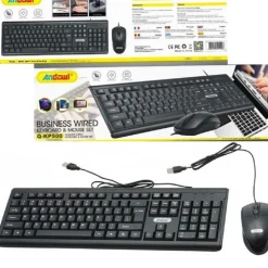 SET TASTIERA MOUSE CABLATI CAVO USB Q-KP500 LINGUA INGLESE USA PER UFFICIO CASA