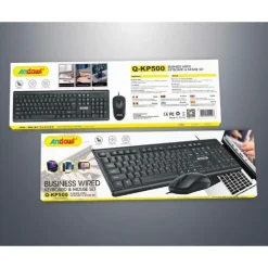 SET TASTIERA MOUSE CABLATI CAVO USB Q-KP500 LINGUA INGLESE USA PER UFFICIO CASA