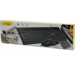 SET TASTIERA MOUSE CABLATI CAVO USB Q-KP500 LINGUA INGLESE USA PER UFFICIO CASA