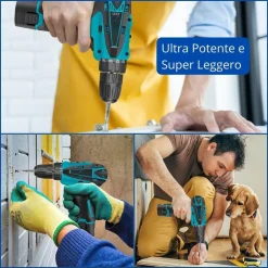 SET TRAPANO AVVITATORE + FLEX SMERIGLIATRICE ANGOLARE A BATTERIA 18V CON ACCESSORI