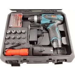 SET TRAPANO AVVITATORE A BATTERIA 14,4V A LITIO KIT CON 80 ACCESSORI E VALIGETTA