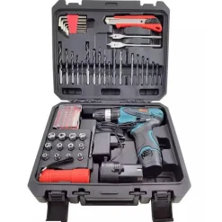 SET TRAPANO AVVITATORE A BATTERIA 14,4V A LITIO KIT CON 80 ACCESSORI E VALIGETTA