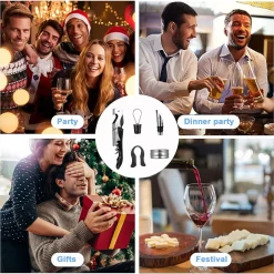 SET VINO 5IN1 CAVATAPPI APRIBOTTIGLIE MULTIFUNZIONE ANELLO ANTIGOCCIA TAPPO VERSATORE