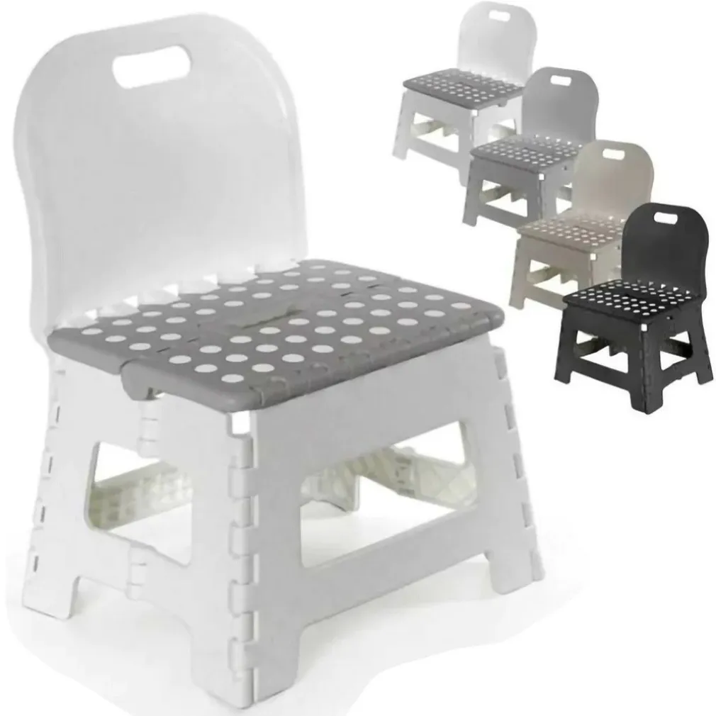 SGABELLO MULTIUSO SALVASPAZIO PIEGHEVOLE SEDIA CON SCHIENALE COLORI ASSORTITI