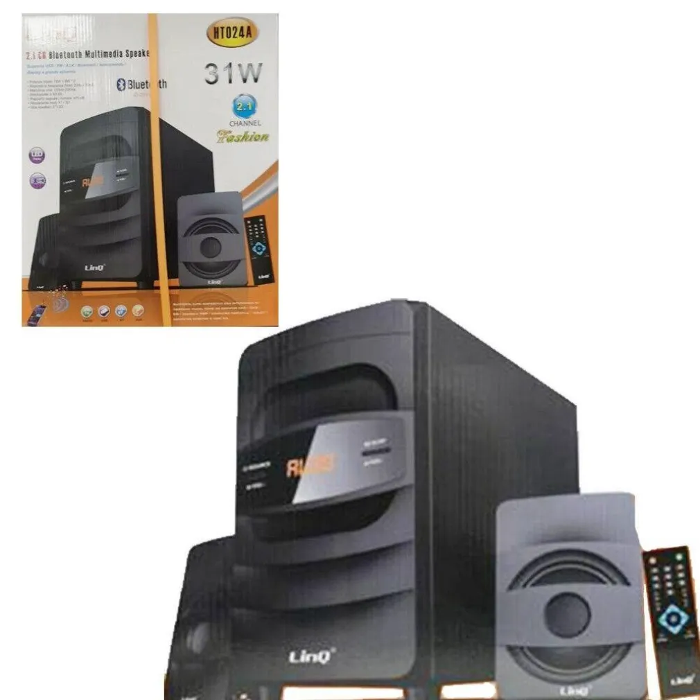 SISTEMA HOME THEATER 2.1 CASSA BLUETOOTH SPEAKER 31W MULTIMEDIA TELECOMANDO HT024A