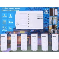 SISTEMA INTERFONO CAMPANELLO WIRELESS SENZA FILI CASA 6 CANALI 36 MELODIE IP44