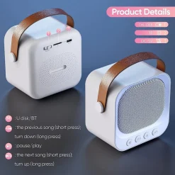 SISTEMA KARAOKE BLUETOOTH CON MICROFONO ALTOPARLANTE PORTATILE CON MANIGLIA AUDIO