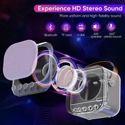 SISTEMA KARAOKE BLUETOOTH CON MICROFONO ALTOPARLANTE PORTATILE CON MANIGLIA AUDIO